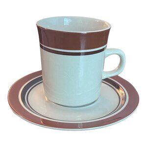 VTG Carousel Stoneware 804 SIENNA BROWN Coffee Tea Cups and Saucers Japan